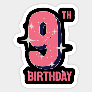 9th birthday for girls Sticker